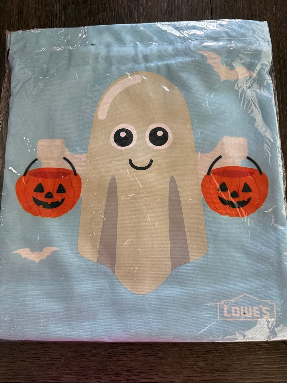 Lowe's Kids Light Blue Ghost Halloween Treat Tote. Glow in the dark